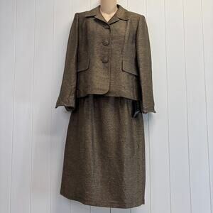 Kasper Petite Womens Corpcore Career Pin Striped 2 Pc Skirt Suit Size 6P Wedding